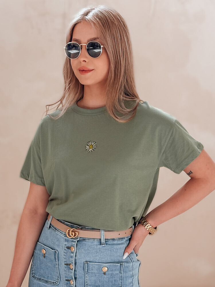 T-shirt damski FLORTA ciemnozielony Dstreet