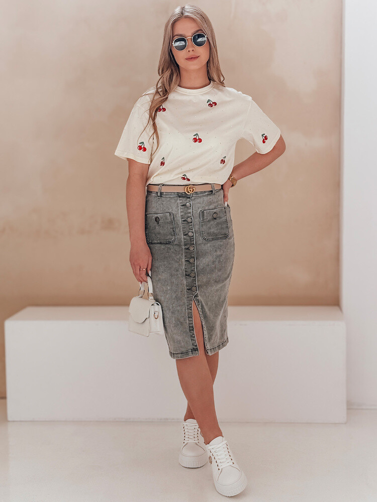 Spódnica jeansowa midi GUZIKOVA szara Dstreet