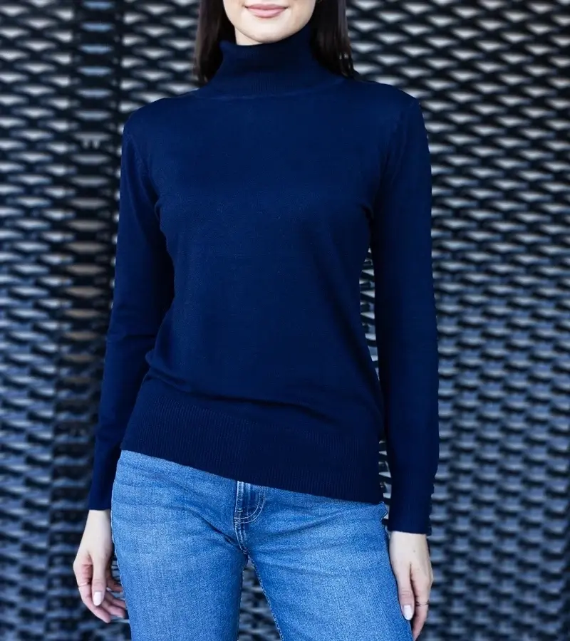 marka niezdefiniowana Navy loose-fit turtleneck Nida