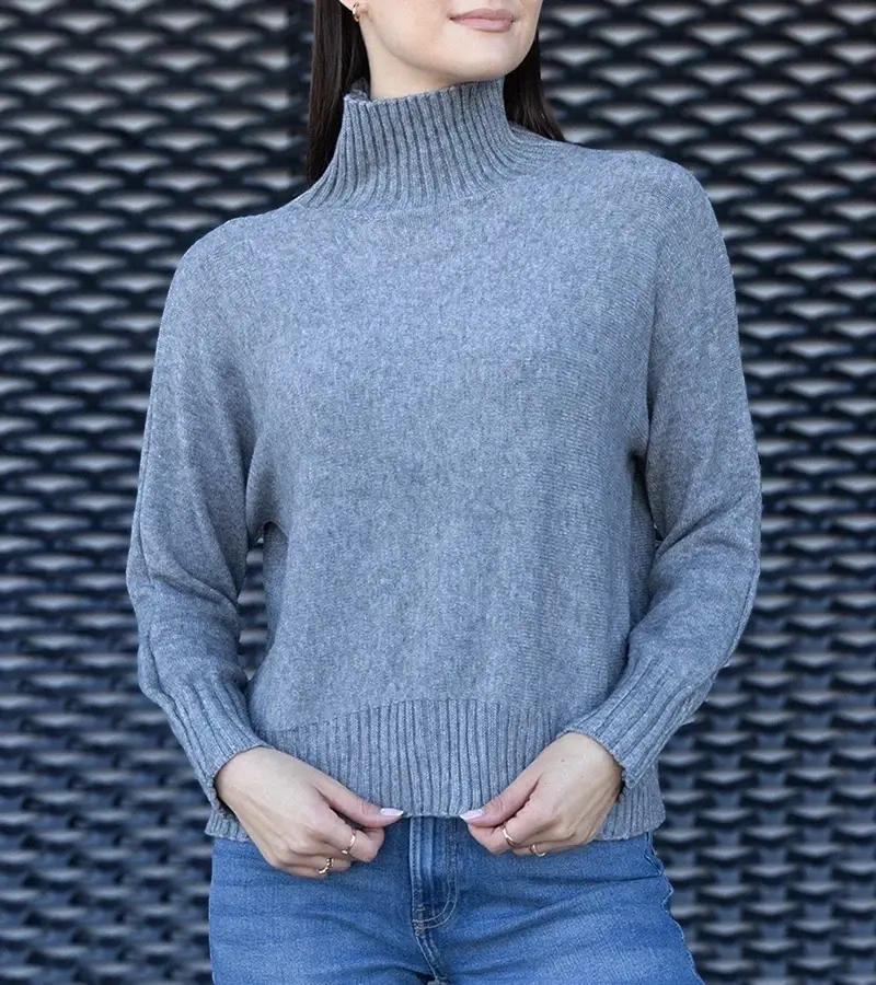 marka niezdefiniowana Gray loose-fit turtleneck Lukana