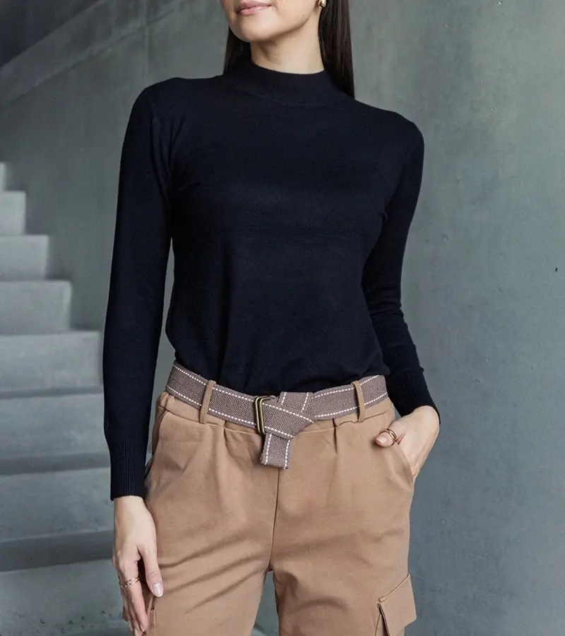 marka niezdefiniowana Black classic loose-fit sweater Essana