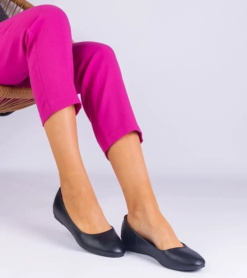 marka niezdefiniowana Black ballet flats with a hidden wedge heel made of eco-leather Savelia