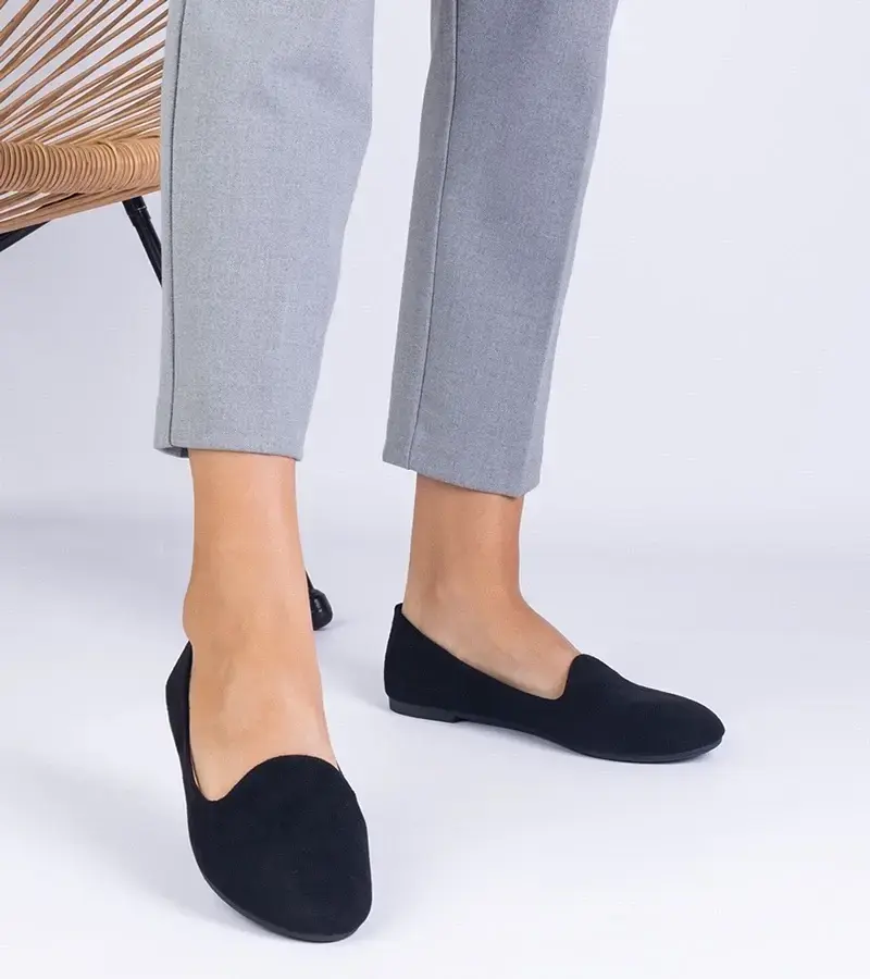 marka niezdefiniowana Black classic ballet flats made of eco-suede Valensia