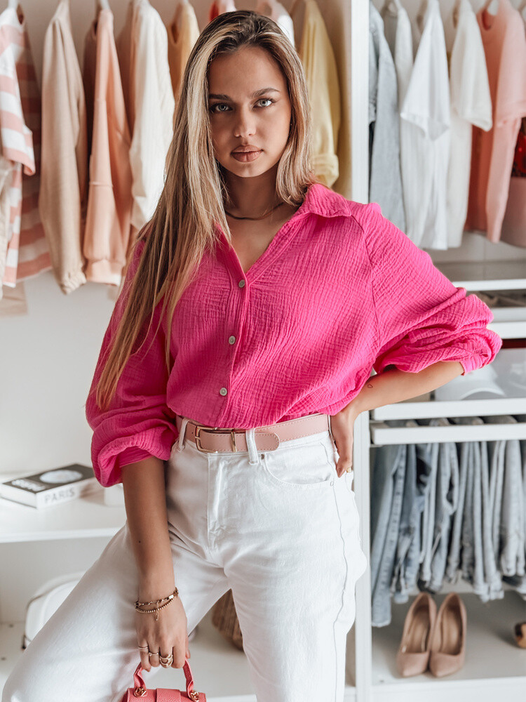 Koszula damska oversize muślinowa MUSLINEA fioletowa Dstreet