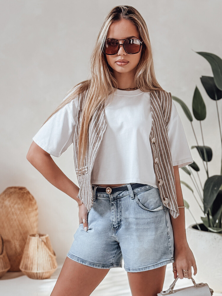 Spodenki damskie jeansowe z paskiem HELLO JEAN niebieskie Dstreet