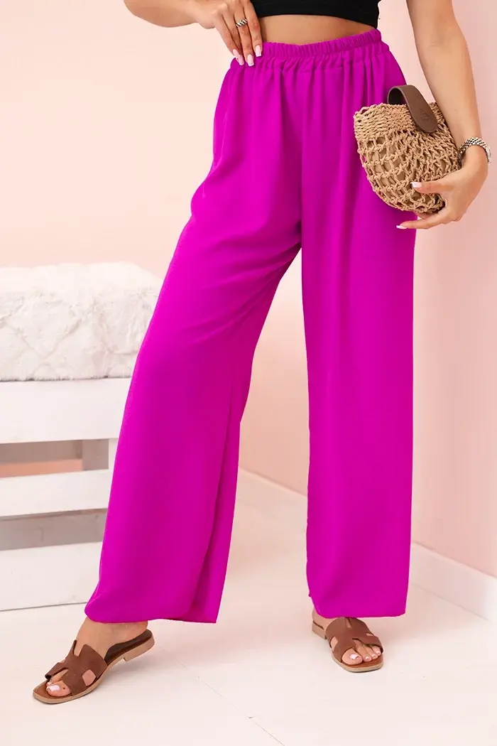 Kesi Włoski Kalhoty se širokými nohavicemi tmavě fialová