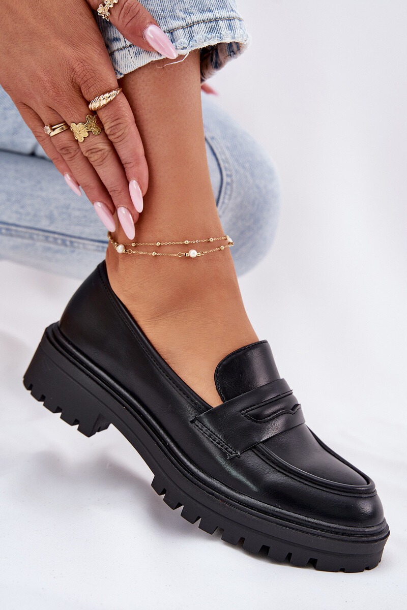 EVENTO Klasické Dámské Mokasíny Z Eko Kůže Černé Enticca