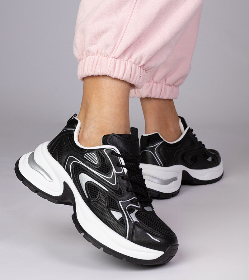 marka niezdefiniowana Black sporty sneakers with thick sole Asetrina