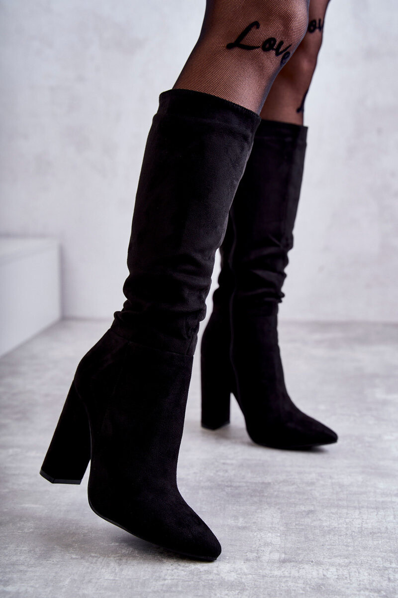 Boto Klasické semišové boty na podpatku Černá Tressa