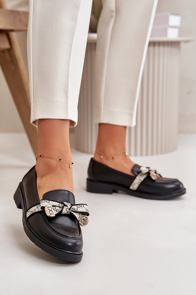 S. BARSKI Kožené Dámské Polobotky Mokasíny Černé S.Barski HY42-330