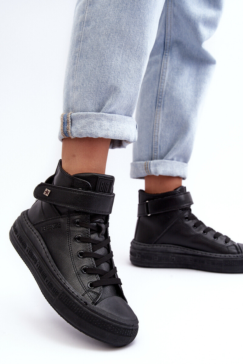 BIG STAR SHOES Dámské zateplené tenisky na platformě černé Big Star