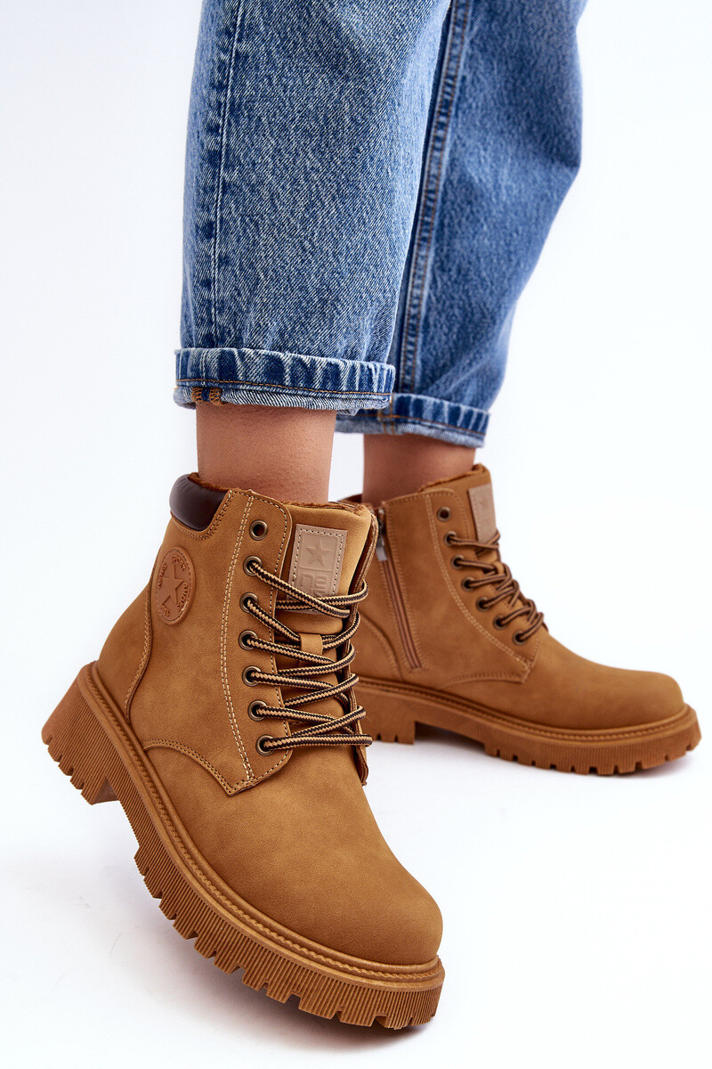 EVENTO Kožené Ocouvané Botky Trapery Camel Felizia