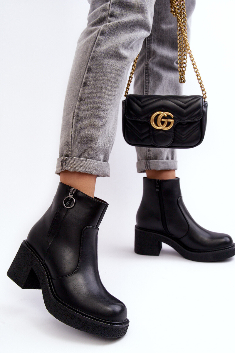 SERGIO LEONE Dámské Zip Boty Černé Romella