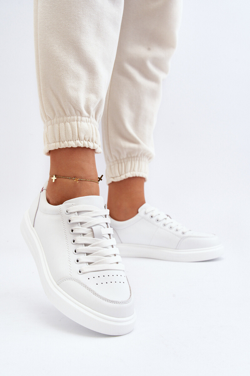 VINCEZA Dámské tenisky přírodní kůže bílé Dimpna