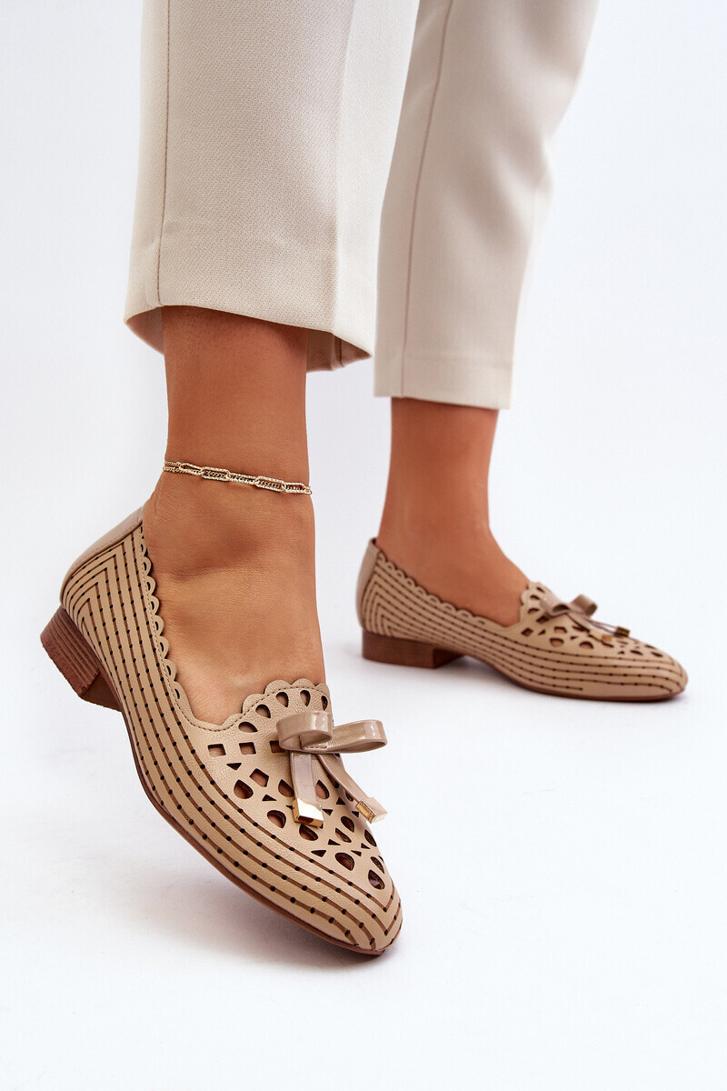 Boto Dámské lodičky s mašlí v béžové barvě Nestavia