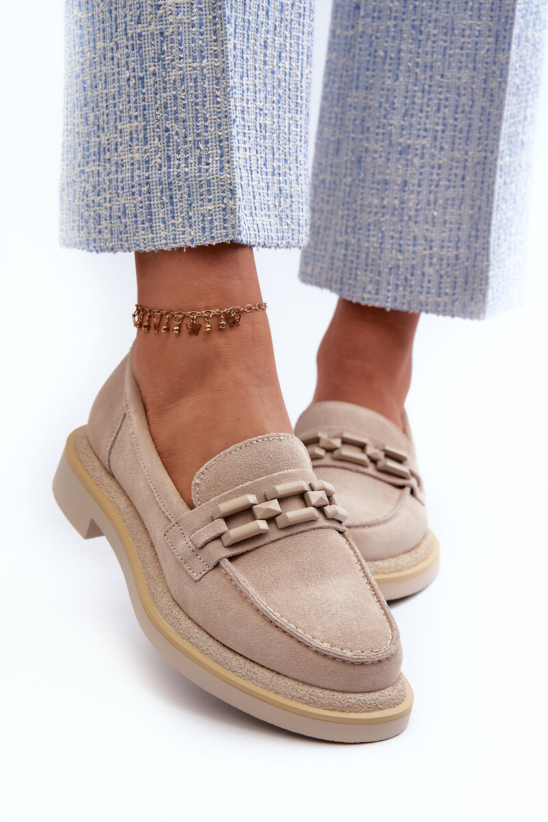 S. BARSKI Semišové dámské mokasíny S.Barski HX52-222 Béžová