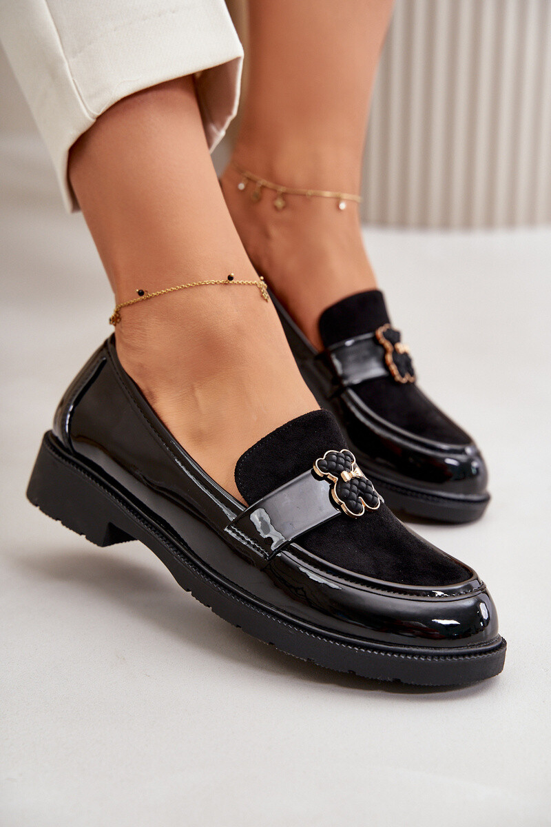 S. BARSKI Laky dámské mokasíny s medvědem černé S.Barski