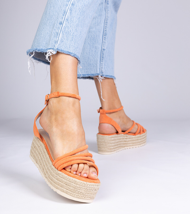 marka niezdefiniowana Orange platform espadrille sandals Panola