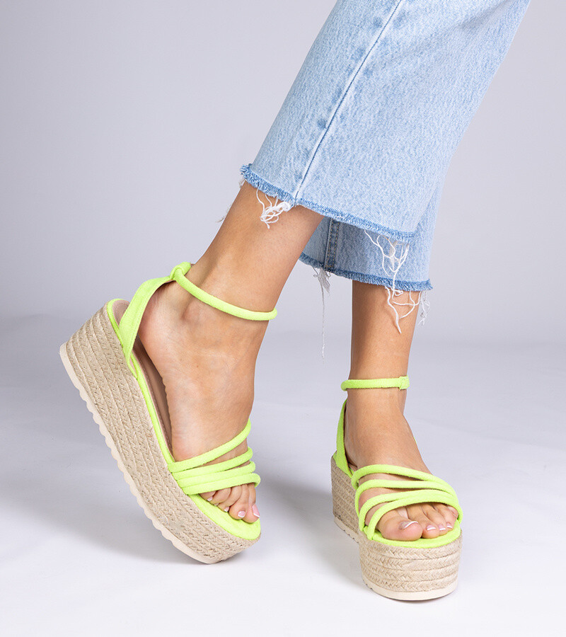 marka niezdefiniowana Green platform espadrille sandals Panola