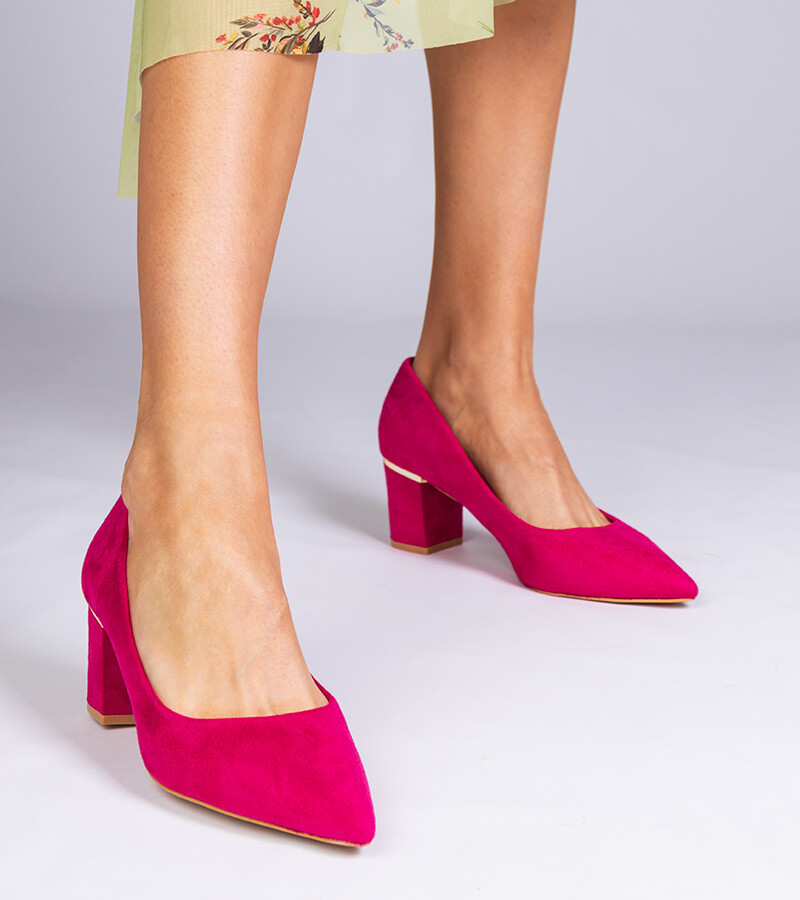 marka niezdefiniowana Pink women's pumps made of suede Wallos
