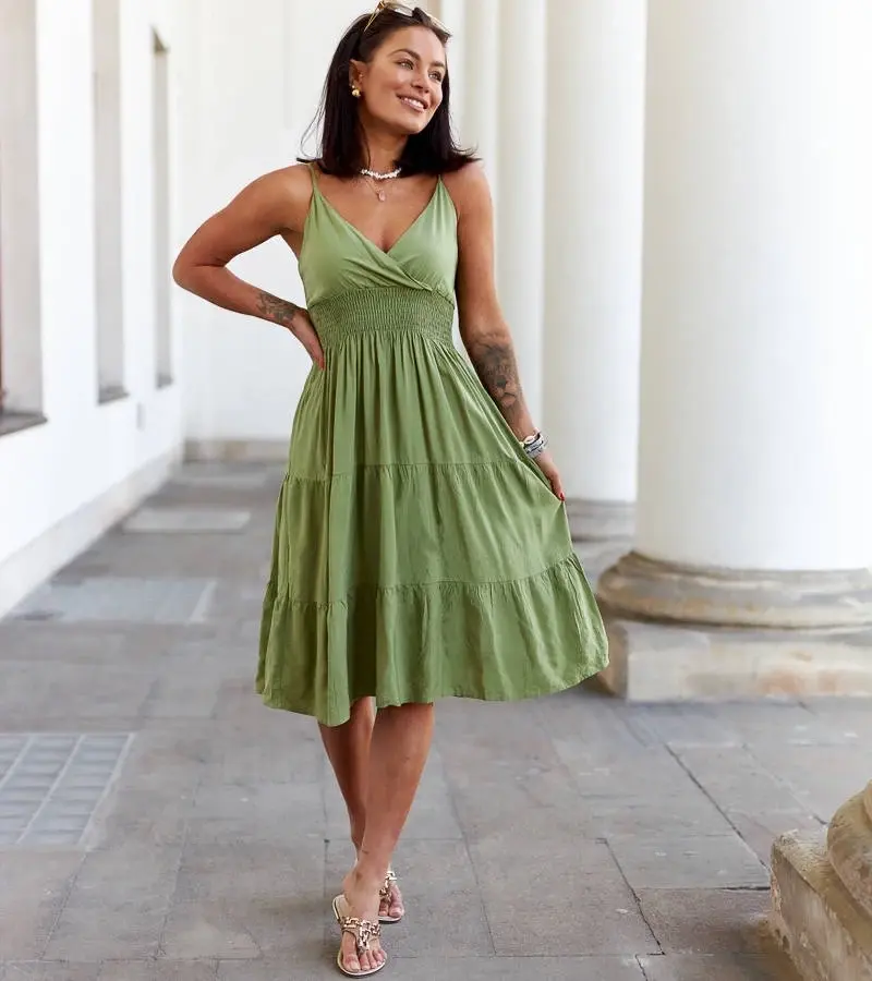 UR/CEO Green flared dress Fiorentini