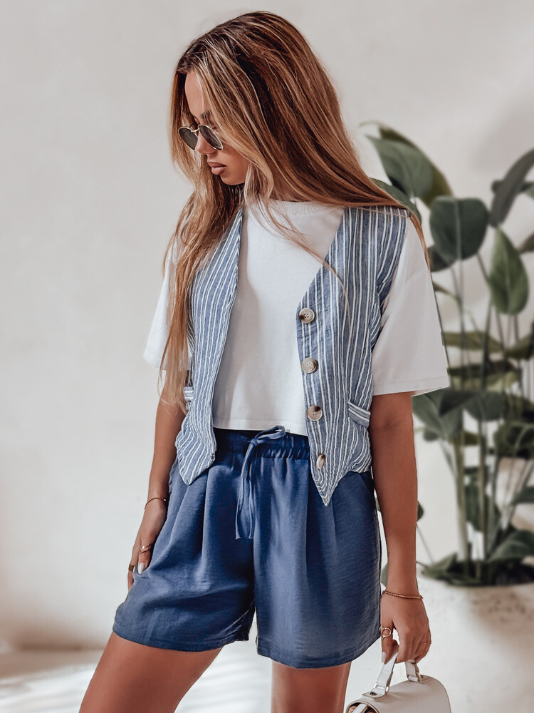 Spodenki damskie lniane RELAX TIME niebieskie Dstreet