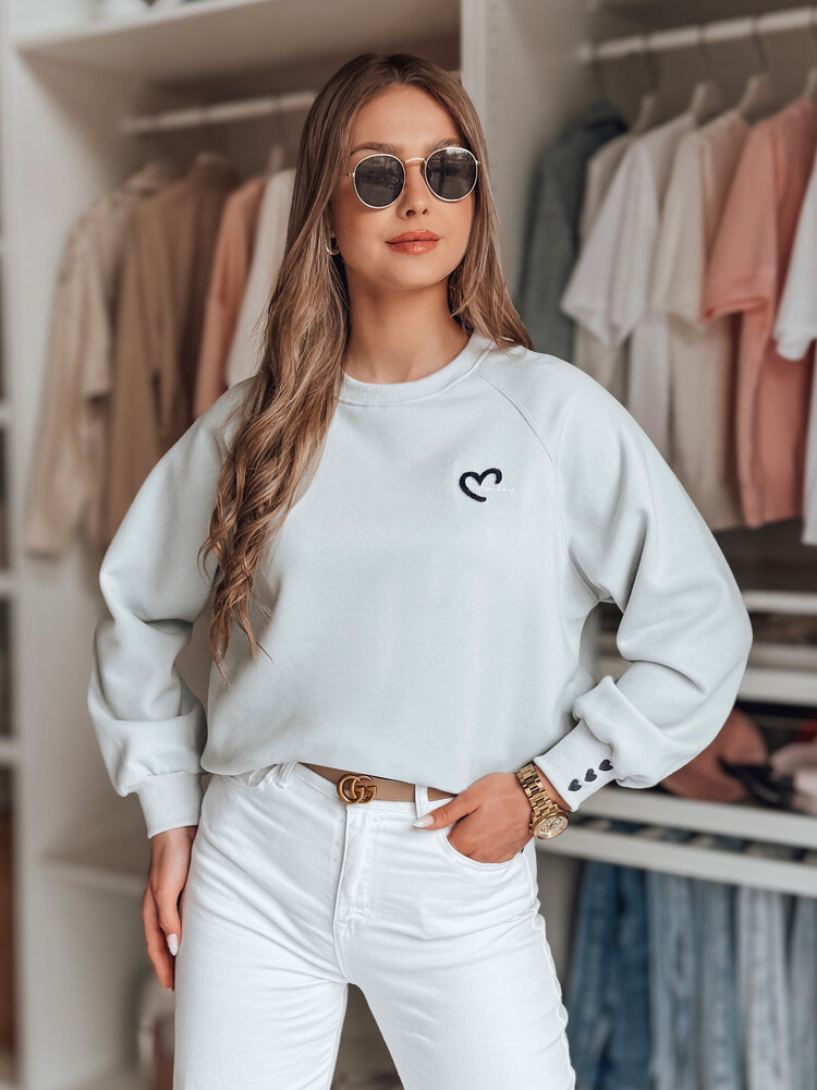 Bluza damska oversize z haftem serc MONLOVE niebieska Dstreet