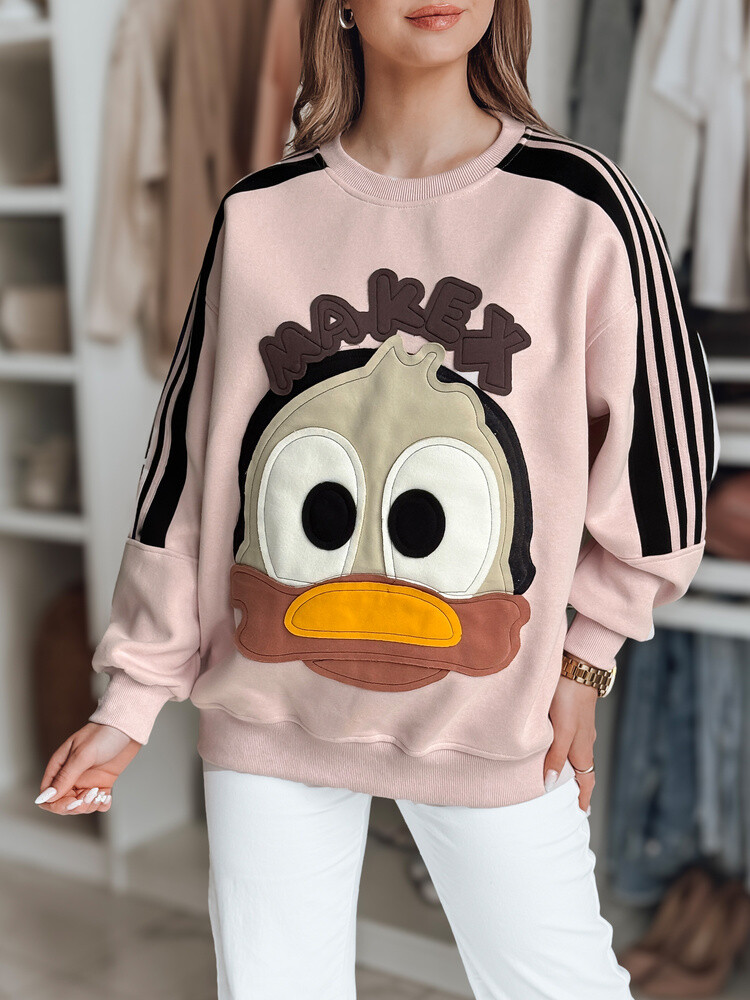 Bluza damska oversize z naszywkami CUTE MAKEX różowa Dstreet