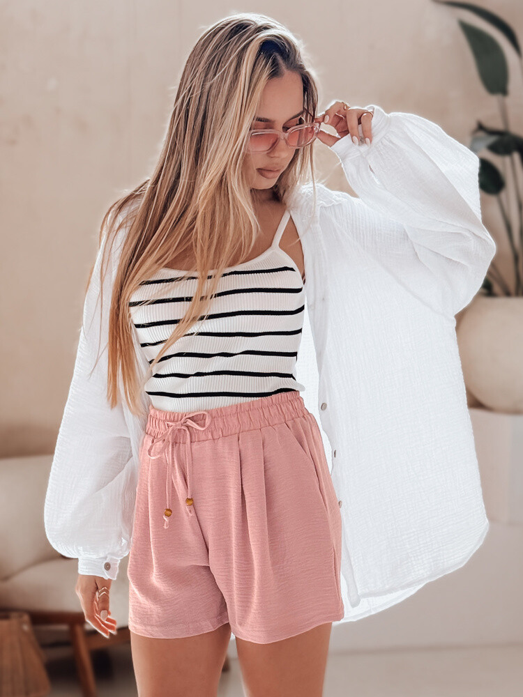 Spodenki damskie materiałowe SUMMER TRIP różowe Dstreet