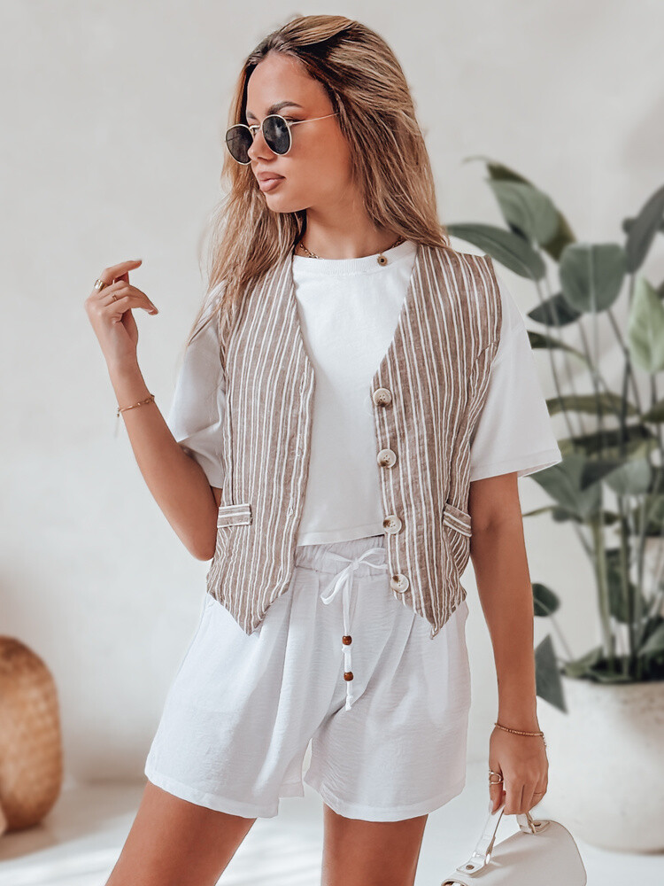 Spodenki damskie materiałowe SUMMER TRIP białe Dstreet