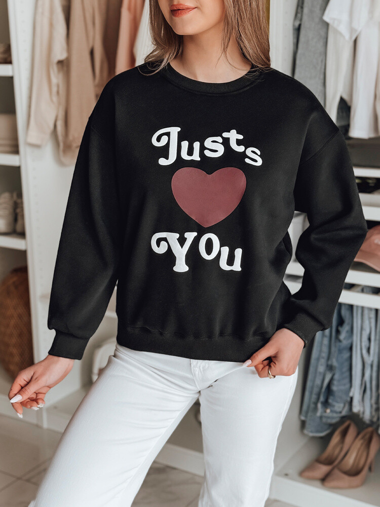 Bluza damska oversize z nadrukiem JUST LOVE YOU czarna Dstreet