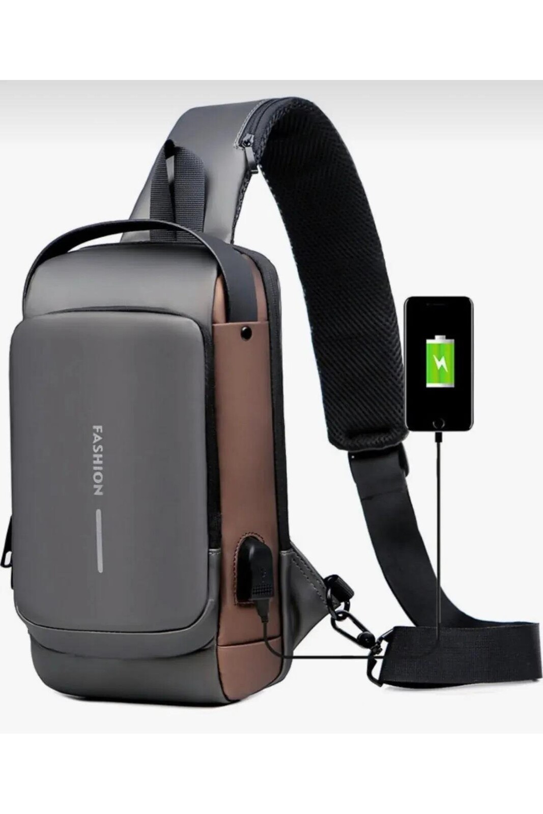 76297 Dewberry Shoulder Bag with USB Charging Port and Lock-BLACK