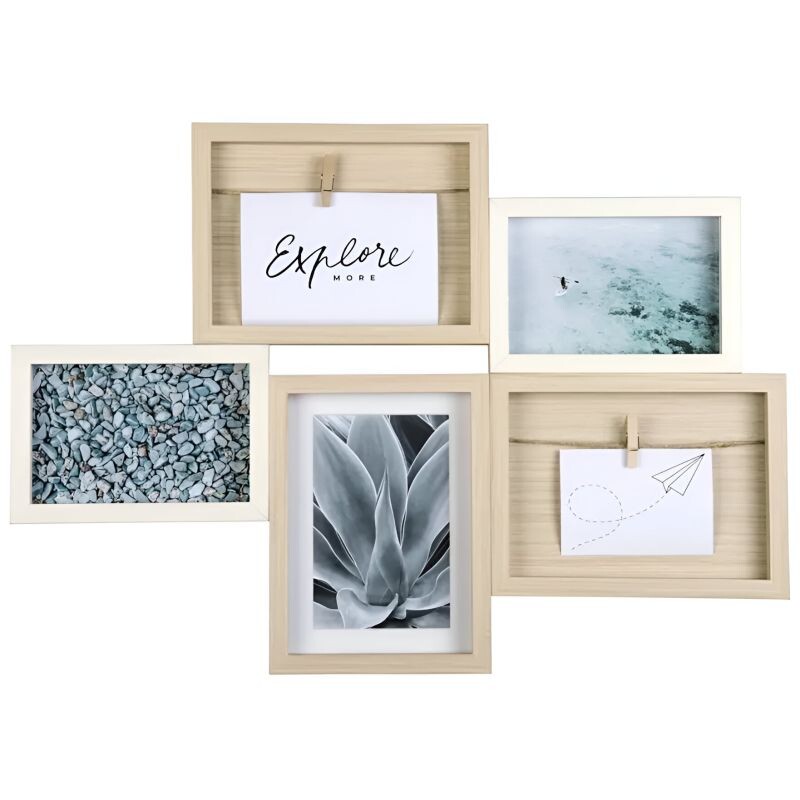 HAMA GALERIE KALMAR, dřevo bílá a béžová 2X 10X15, 3X 13X18