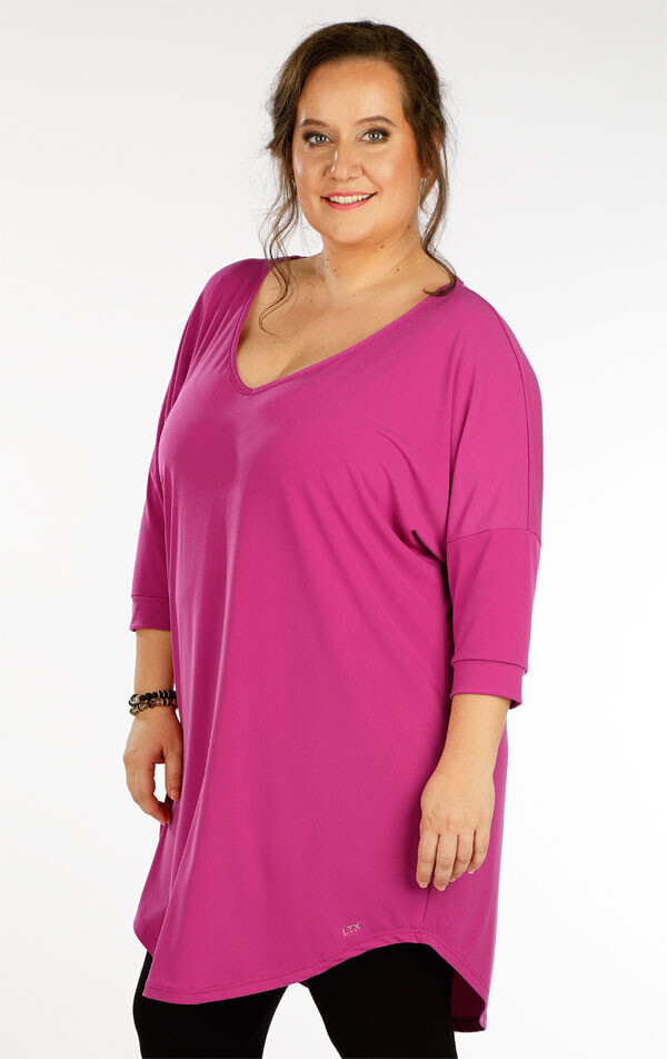 Dámská tunika s 3/4 rukávem 5f041 litex tmavě šeříková xxl