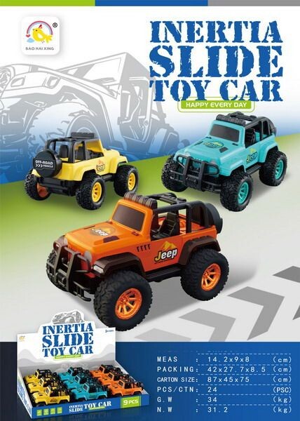 Auto džíp terénní na setrvačník 14 cm