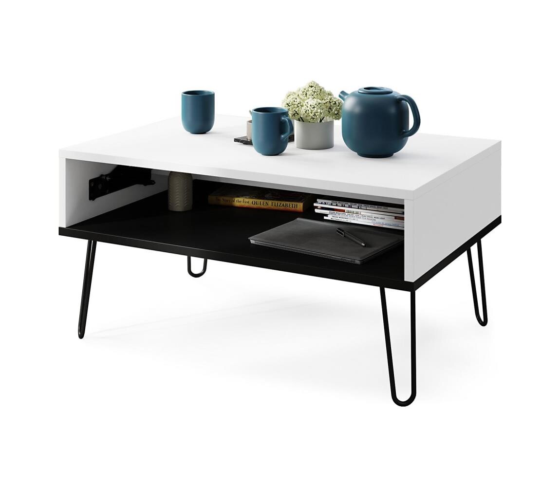 Mazzoni Konferenční stůl se zvedací deskou a policí HALIJA bílá/černá