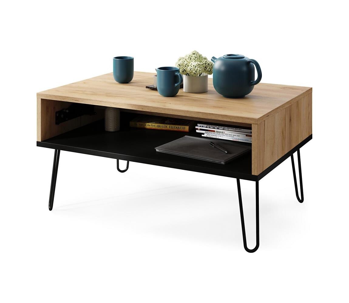 Mazzoni Konferenční stůl se zvedací deskou a policí HALIJA dub craft/černá