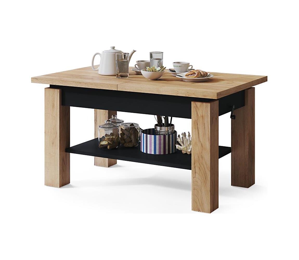 Mazzoni Rozkládací konferenční/jídelní stůl s policí ADONIS dub craft/černá