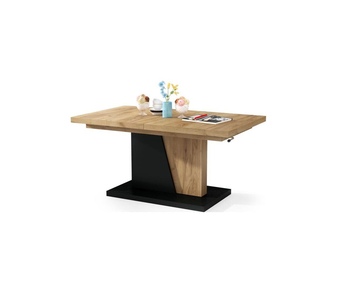 Mazzoni Rozkládací konferenční/jídelní stůl se zvedací deskou  dub craft/černá