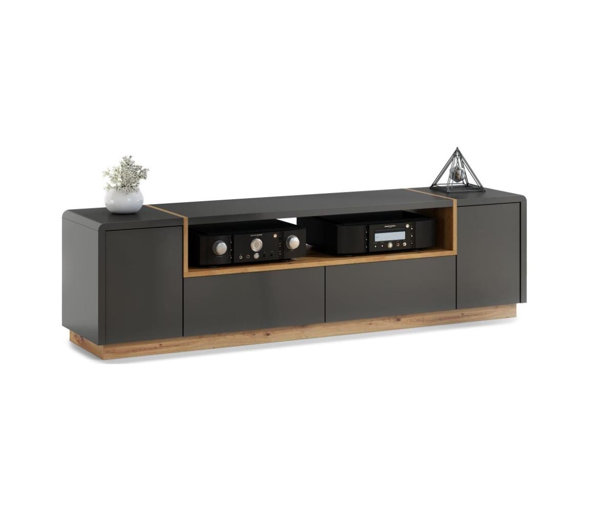 Mazzoni Televizní stolek FRED antracit/dub artisan