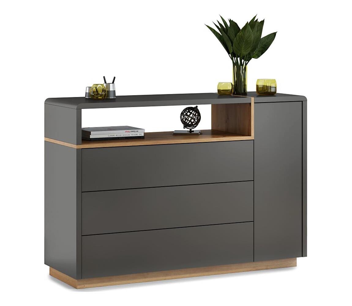 Mazzoni Komoda se zásuvkami FRED antracit/dub artisan