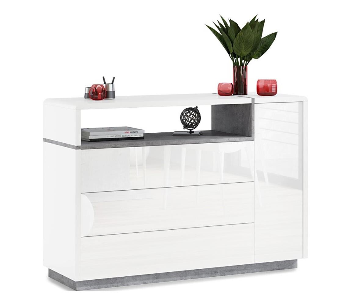 Mazzoni Komoda se zásuvkami FRED bílá/šedá