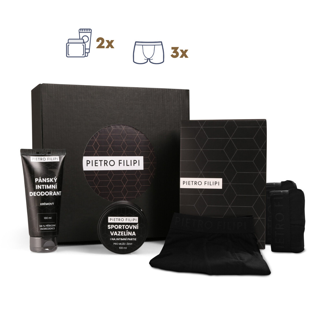 Pánská dárková sada 3PACK boxerky a kosmetika Pietro Filipi (5PAJK2)  M, trenky / trenýrky