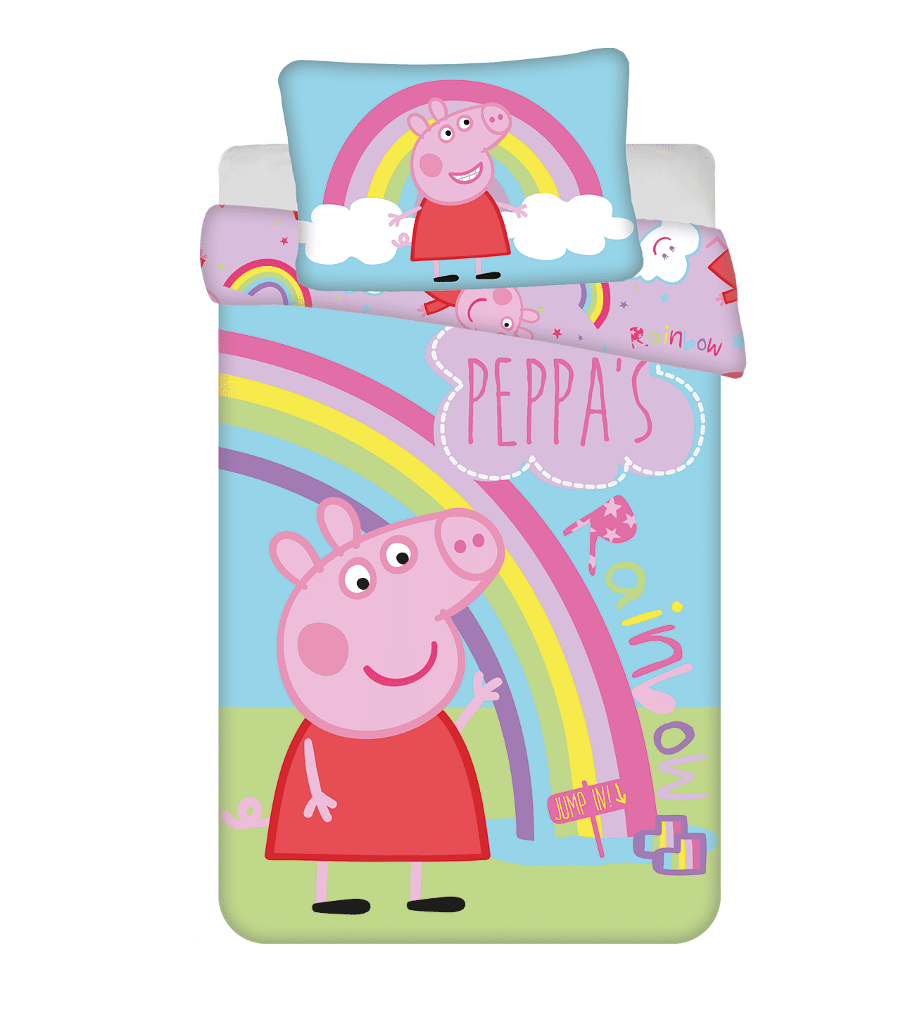 Jerry Fabrics Bavlněné povlečení 140x200 + 70x90 cm - Prasátko Peppa 