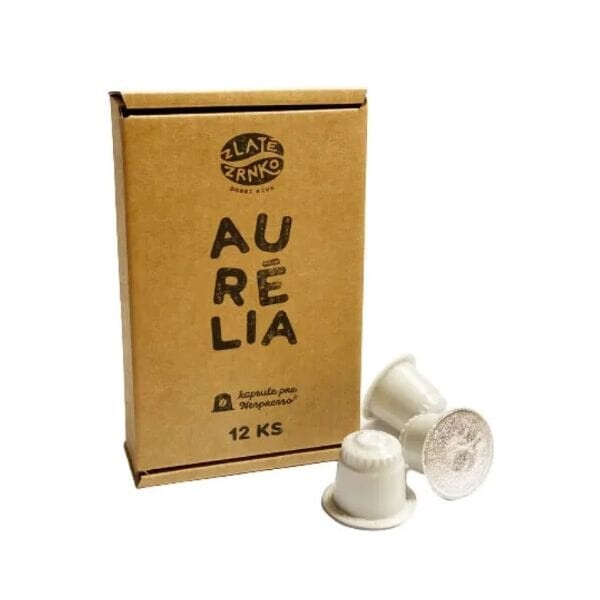 Kapsle Zlaté Zrnko pro kávovary Nespresso Original® - Aurélia (100% arabika, kapsle z biologicky rozložitelného plastu) 50 ks