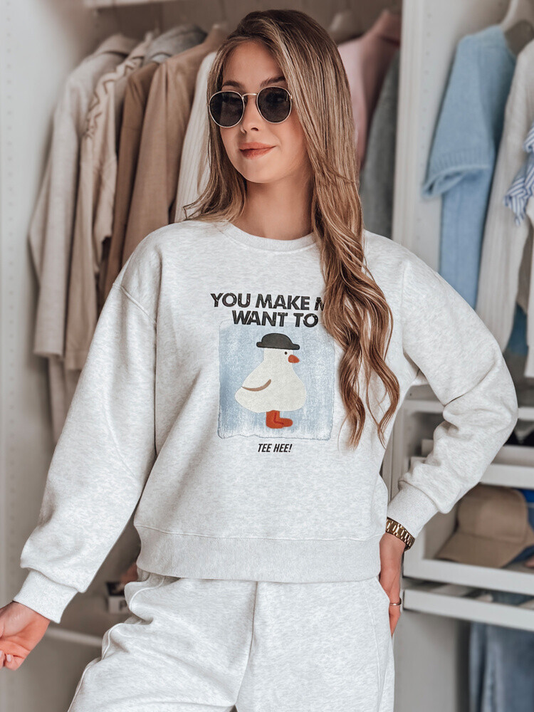 Bluza damska oversize z nadrukiem GOOSHY szara Dstreet