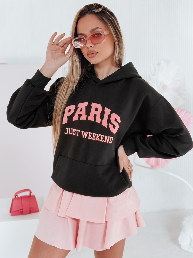 Bluza damska oversize z kapturem PARISSIA czarna Dstreet