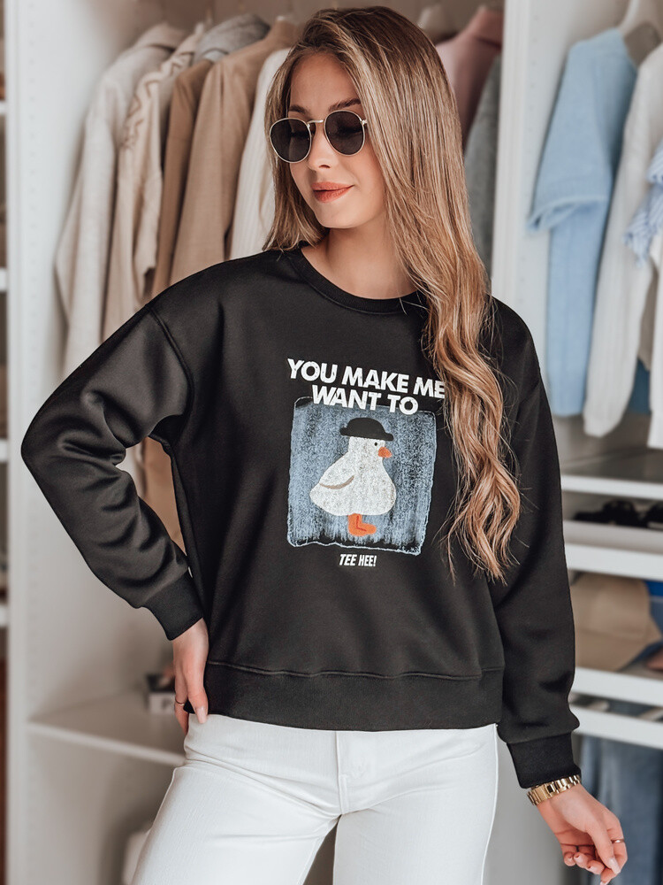 Bluza damska oversize z nadrukiem GOOSHY czarna Dstreet
