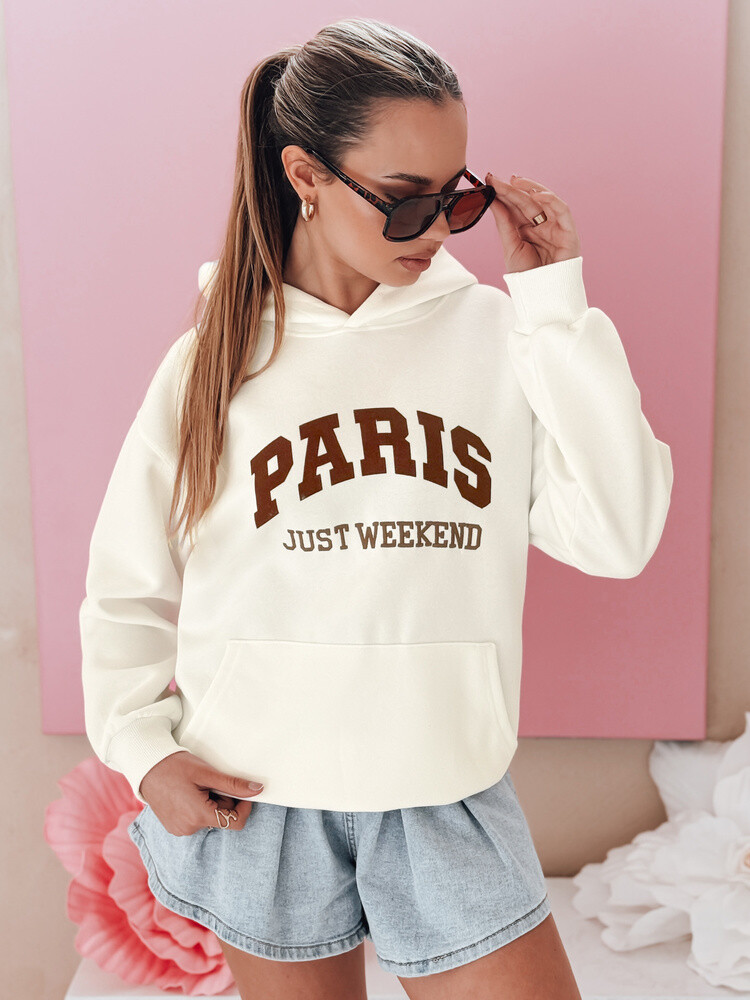 Bluza damska oversize z kapturem PARISSIA ecru Dstreet