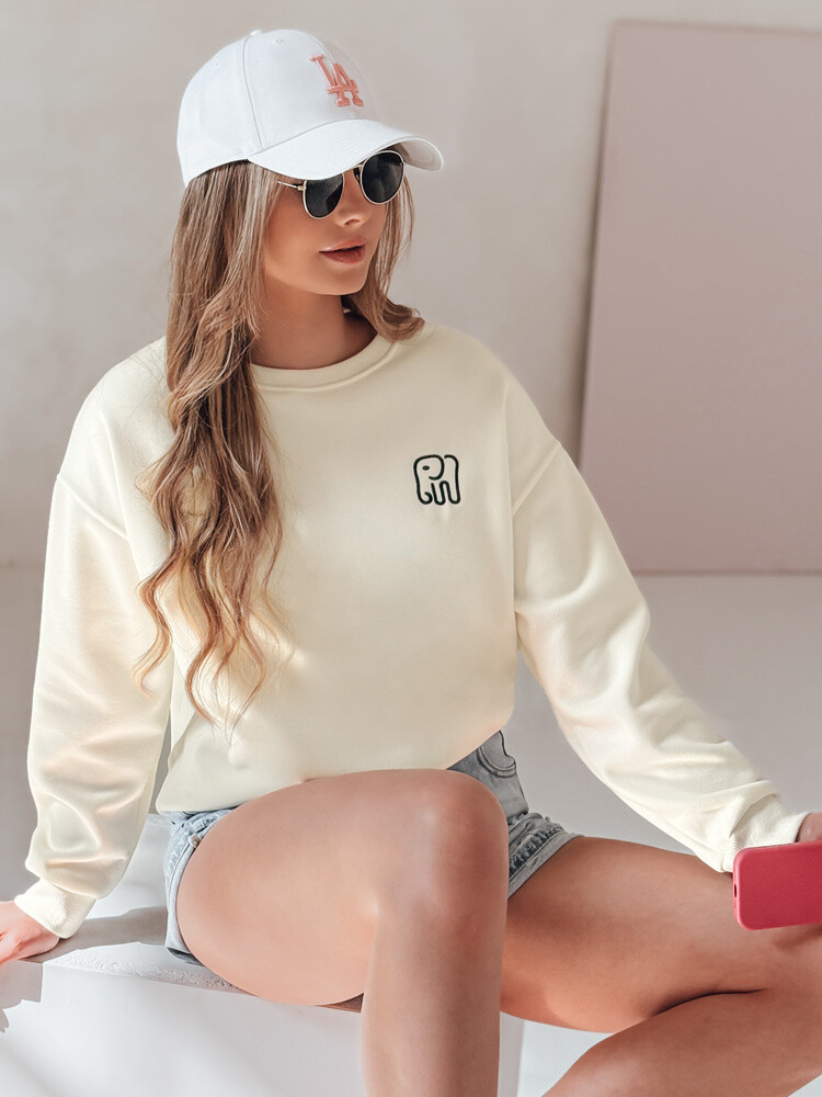 Bluza damska oversize z haftem SOFTSLON ecru Dstreet